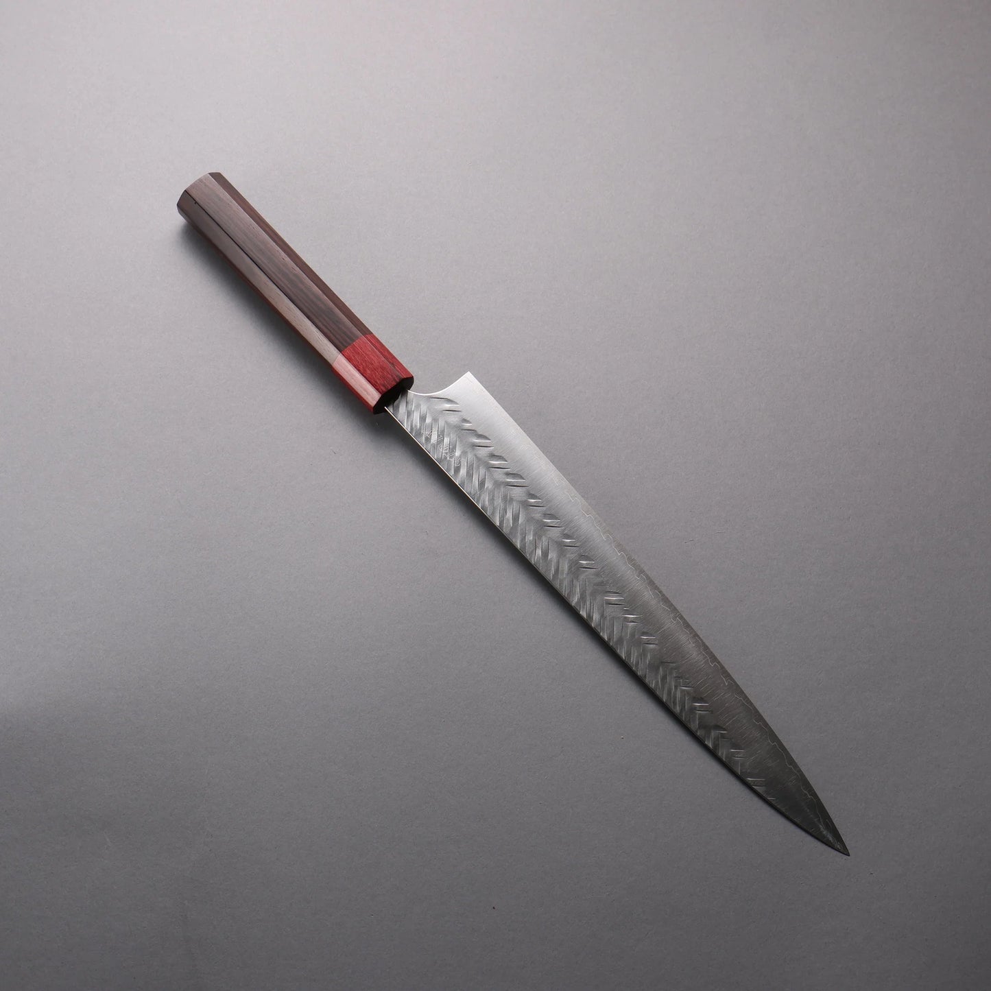 Thương hiệu Yoshimi Kato SPG STRIX Hammered (V) vân búa Dao cắt Sujihiki Dao Nhật 270mm chuôi dao gỗ cẩm lai (bọc: Gỗ dán đỏ)