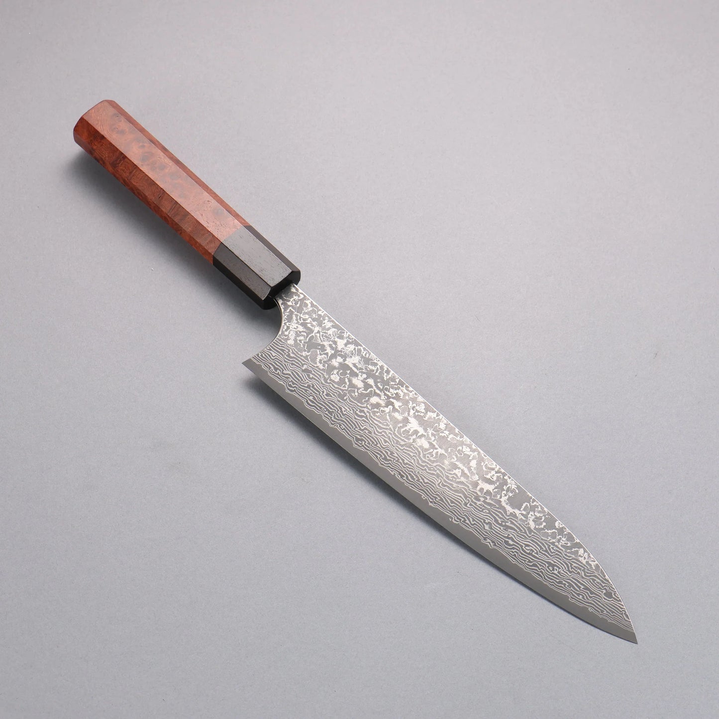 Thương hiệu Yoshimi Kato VG10 Thép Damascus đen Dao đa năng Gyuto 210mm chuôi dao gỗ mộc qua (mõm: gỗ mun)