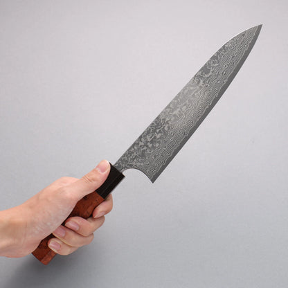 Thương hiệu Yoshimi Kato VG10 Thép Damascus đen Dao đa năng Gyuto 210mm chuôi dao gỗ mộc qua (mõm: gỗ mun)