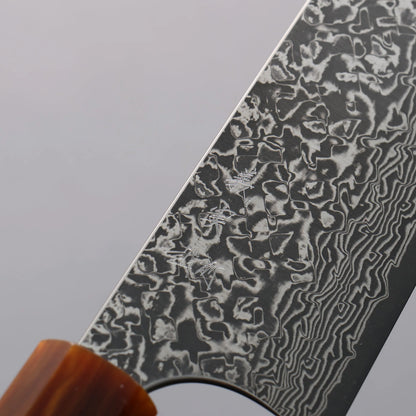 Thương hiệu Yoshimi Kato VG10 Thép Damascus đen Dao đa năng Gyuto 210mm chuôi dao gỗ mun (bọc: nhựa màu cam)