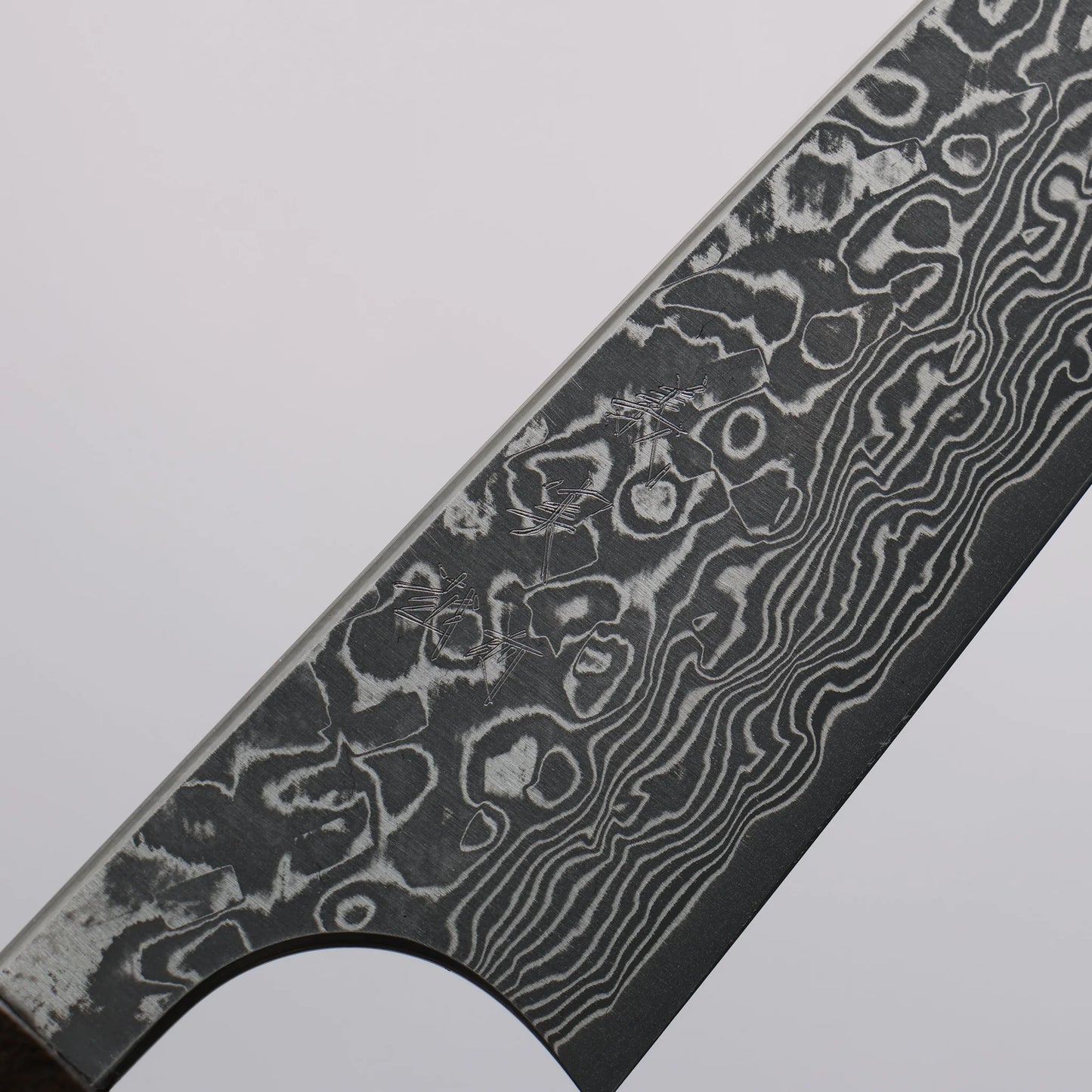 Thương hiệu Yoshimi Kato VG10 Thép Damascus đen Dao gọt vỏ chuyên dụng 90mm có tay cầm chuôi dao gỗ tần bì (vòng trắng)