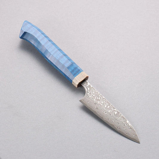 Thương hiệu Yoshimi Kato VG10 Thép Damascus đen Dao gọt vỏ chuyên dụng 90mm có tay cầm kiểu phương Tây (màu xanh)