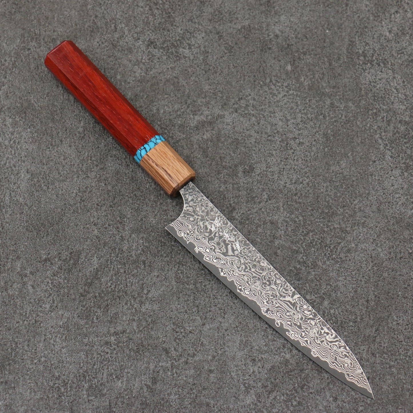 Thương hiệu Yoshimi Kato thép V Gold Số 10 màu đen thép Damascus Dao nhỏ Petty Knife 150MM chuôi dao gỗ Paddock (có Vòng Ngọc Lam)