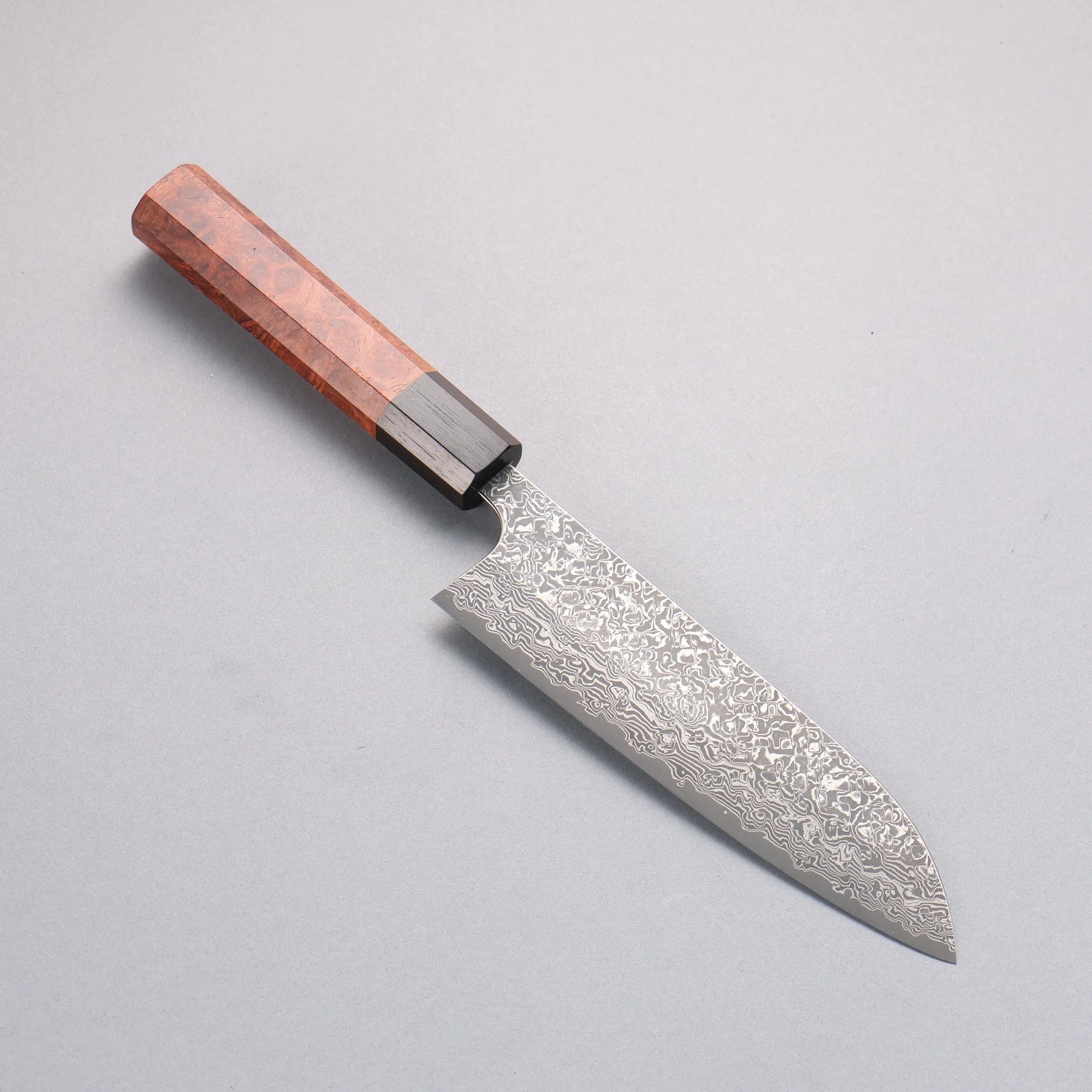 Thương hiệu Yoshimi Kato VG10 Thép Damascus đen Dao đa năng Santoku 170mm chuôi dao gỗ mộc qua (mõm: gỗ mun)