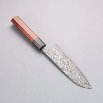 Thương hiệu Yoshimi Kato VG10 Thép Damascus đen Dao đa năng Santoku 170mm chuôi dao gỗ mộc qua (mõm: gỗ mun)