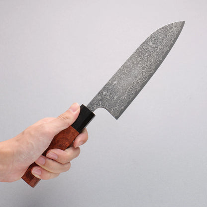 Thương hiệu Yoshimi Kato VG10 Thép Damascus đen Dao đa năng Santoku 170mm chuôi dao gỗ mộc qua (mõm: gỗ mun)