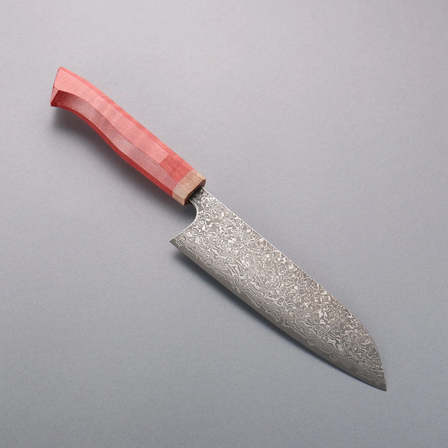 Thương hiệu Yoshimi Kato V Gold No. 10 màu đen Dao đa năng Santoku thép Damascus 170mm chuôi dao hoa văn kiểu phương Tây (Đỏ)