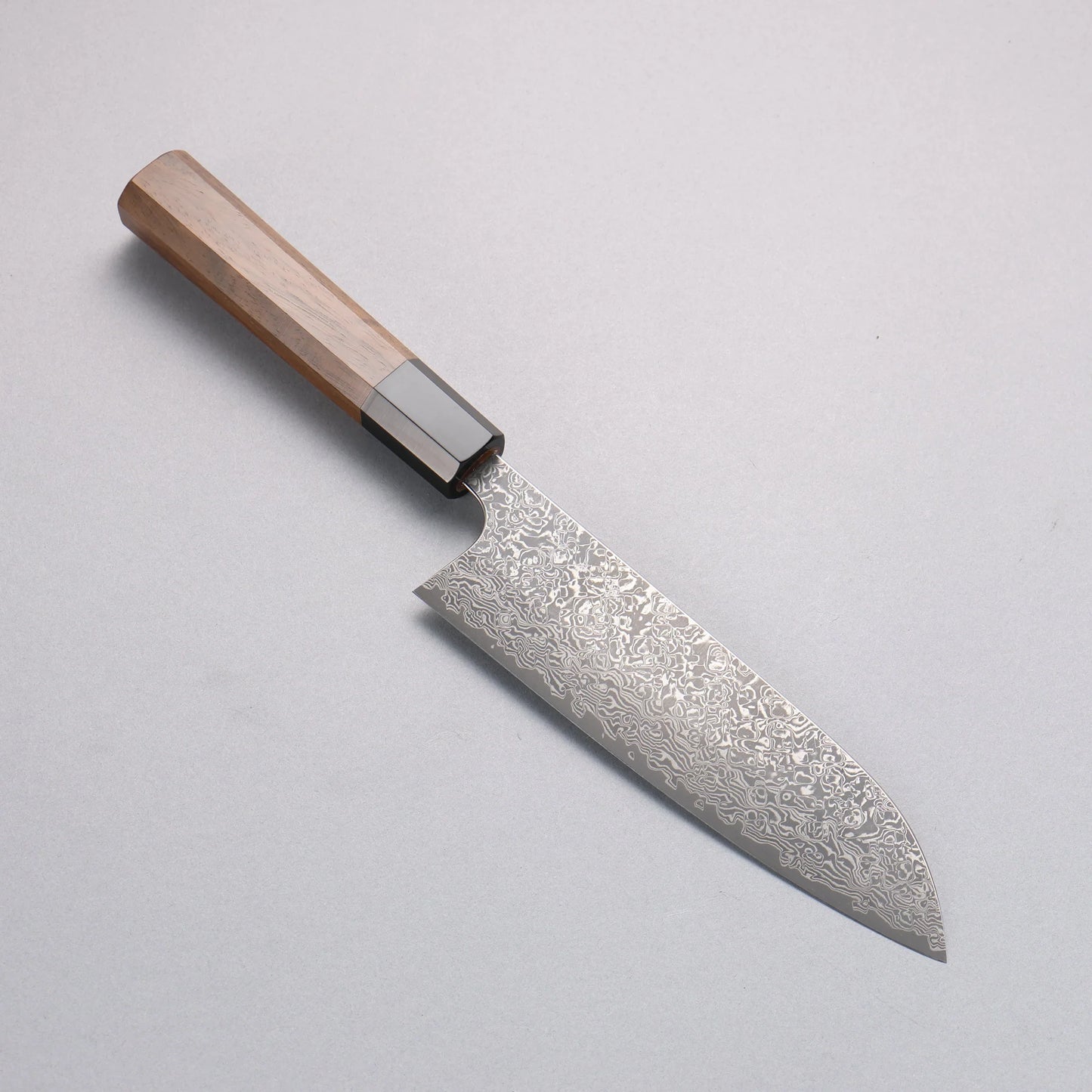 Thương hiệu Yoshimi Kato VG10 Thép Damascus đen Dao đa năng Santoku 170mm chuôi dao gỗ cây Óc Chó