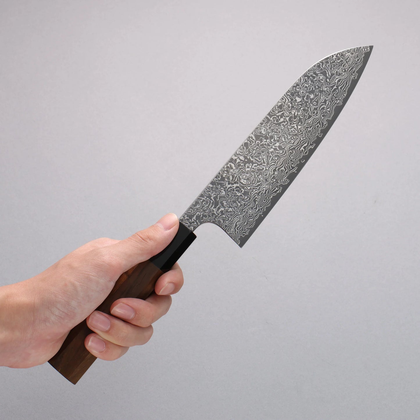 Thương hiệu Yoshimi Kato VG10 Thép Damascus đen Dao đa năng Santoku 170mm chuôi dao gỗ cây Óc Chó