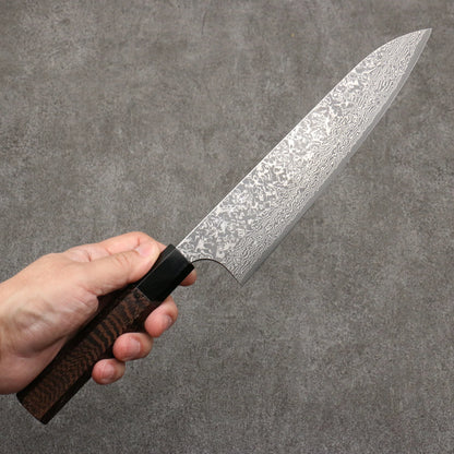 Thương hiệu Yoshimi Kato VG10 Thép Damascus Dao đa năng Gyuto 210mm chuôi dao gỗ Wenge