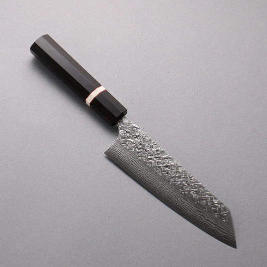 Thương hiệu Yoshimi Kato V Gold No. 10 Thép Damascus vân búa (sừng) Dao đa năng Bunka Knife 170mm chuôi dao gỗ mun (Nhẫn trắng)