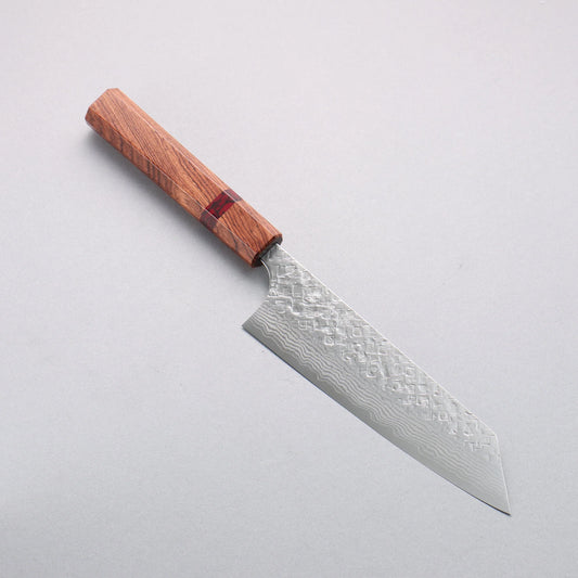 Thương hiệu Yoshimi Kato VG10 vân búa đục đặc biệt Rèn thủ công (hình tròn) Dao đa năng Bunka 170mm chuôi dao gỗ hồng sắc (vòng ngọc lam đỏ)