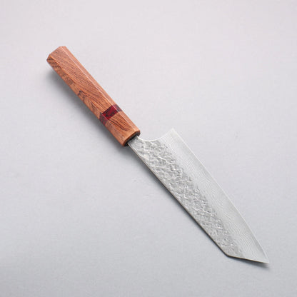 Thương hiệu Yoshimi Kato VG10 vân búa đục đặc biệt Rèn thủ công (hình tròn) Dao đa năng Bunka 170mm chuôi dao gỗ hồng sắc (vòng ngọc lam đỏ)