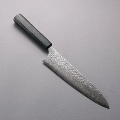 Thương hiệu Yoshimi Kato VG10 Thép Damascus vân búa (sừng) Rèn thủ công (hình tròn) Dao đa năng Gyuto 210mm chuôi dao gỗ sồi (nhuộm chàm)