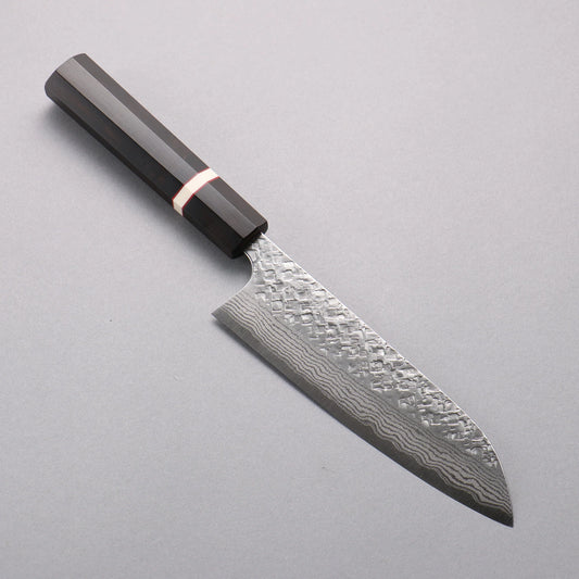 Thương hiệu Yoshimi Kato VG10 Thép Damascus Rèn thủ công vân búa đục đặc biệt (sừng) Dao đa năng Santoku 170mm chuôi dao gỗ mun (vòng trắng)