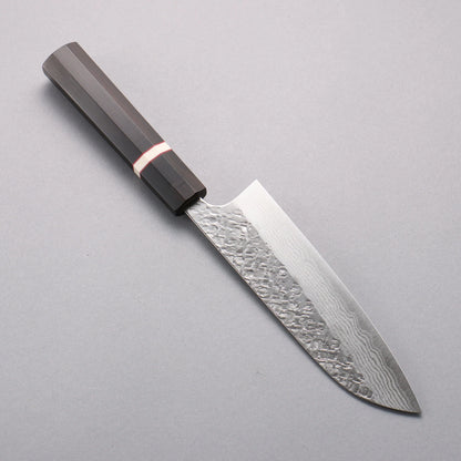 Thương hiệu Yoshimi Kato VG10 Thép Damascus Rèn thủ công vân búa đục đặc biệt (sừng) Dao đa năng Santoku 170mm chuôi dao gỗ mun (vòng trắng)