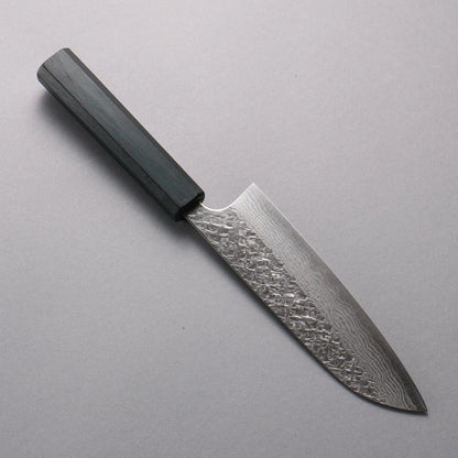 Thương hiệu Yoshimi Kato VG10 Thép Damascus vân búa (sừng) Rèn thủ công (hình tròn) Dao đa năng Santoku 170mm chuôi dao gỗ sồi (nhuộm chàm)