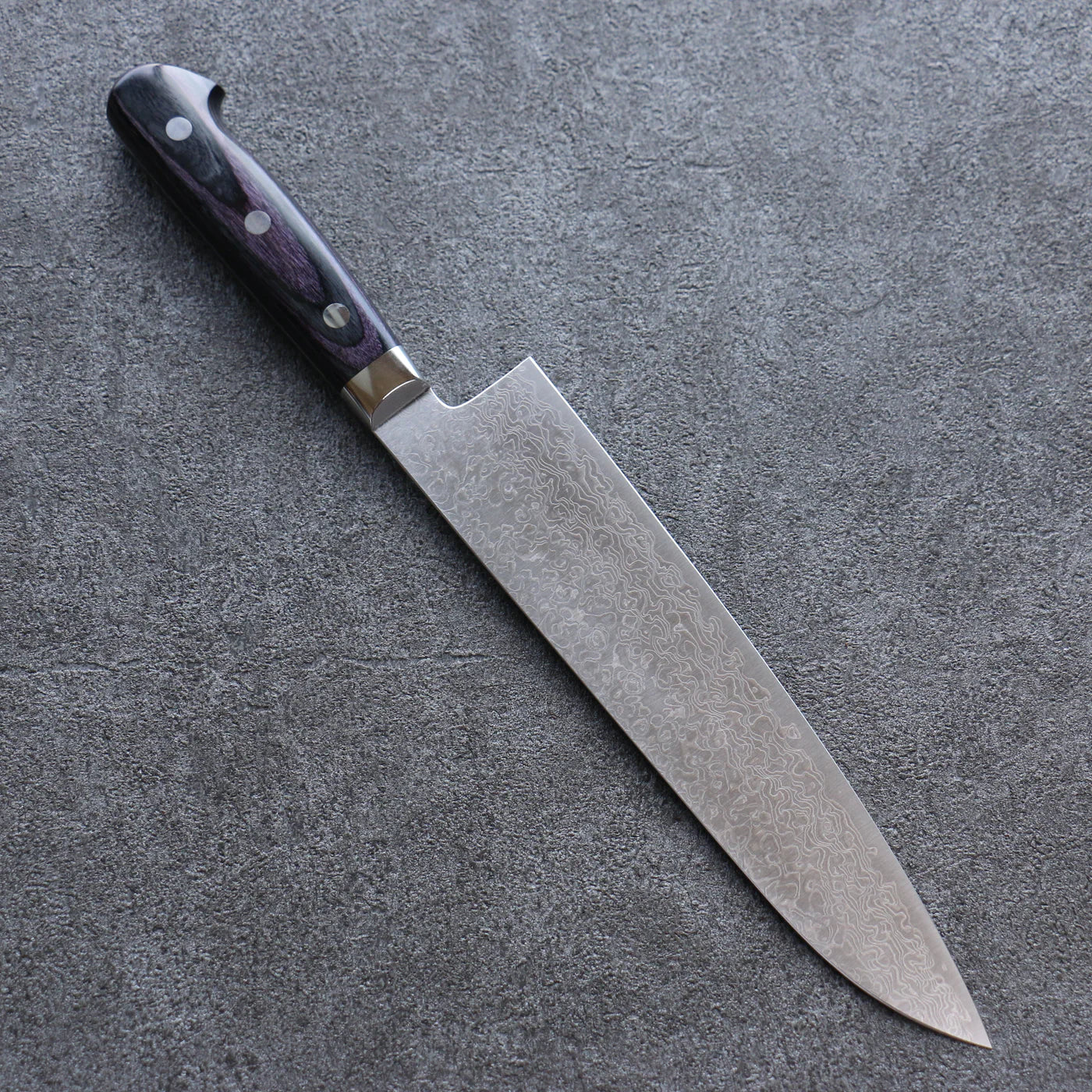 Thương hiệu Yoshimi Kato VG10 Thép Damascus Đánh nhẵn bóng Dao đa năng Gyuto dao Nhật 210mm chuôi dao gỗ Tim Tím