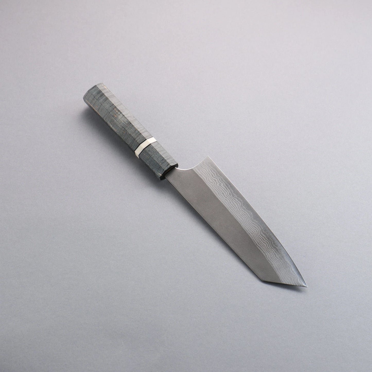 Thương hiệu Yoshimi Kato VG10 Satin Kỹ nghệ truyền thống Nhật Nashiji Thép Damascus Dao đa năng Bunka 170mm chuôi dao hoa văn gỗ ổn định màu xám (vòng trắng)