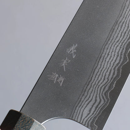 Thương hiệu Yoshimi Kato VG10 Satin Kỹ nghệ truyền thống Nhật Nashiji Thép Damascus Dao đa năng Bunka 170mm chuôi dao hoa văn gỗ ổn định màu xám (vòng trắng)