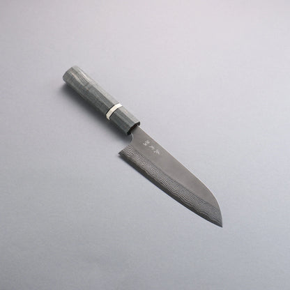 Thương hiệu Yoshimi Kato VG10 Satin Kỹ nghệ truyền thống Nhật Nashiji Thép Damascus Dao đa năng Santoku 170mm chuôi dao hoa văn gỗ ổn định màu xám (vòng trắng)