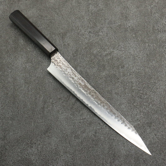 Free ship - Thương hiệu Yu Kurosaki Ánh Sáng Senko EI Thép siêu xanh Rèn thủ công Đen Dao lọc gân chuyên dụng Sujihiki 240mm chuôi dao gỗ Mun