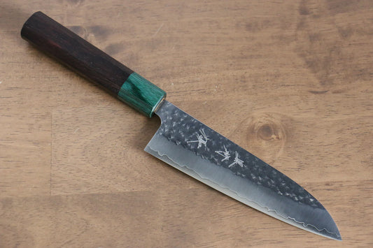 Thương hiệu Yu Kurosaki Ánh Sáng Senko R2/SG2 Rèn thủ công Dao đa năng Santoku loại nhỏ dao Nhật 150mm chuôi chuôi  dao gỗ hồng mộc (bọc đầu xanh lá)