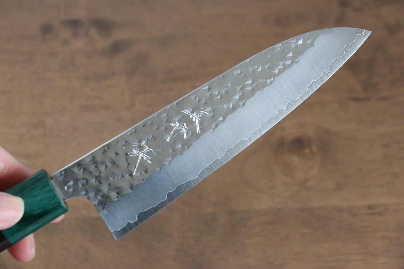 Thương hiệu Yu Kurosaki Ánh Sáng Senko R2/SG2 Rèn thủ công Dao đa năng Santoku loại nhỏ dao Nhật 150mm chuôi chuôi  dao gỗ hồng mộc (bọc đầu xanh lá)