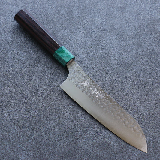 Thương hiệu Yu Kurosaki thép R2/SG2 Dao rèn Santoku Dao Nhật 165mm chuôi dao gỗ hồng mộc, đai vòng xanh