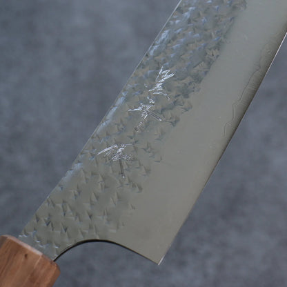 Yu Kurosaki Marke R2/SG2 Stahl Santoku geschmiedetes Messer Japanisches Messer 165 mm Griff aus Walnussholz (Gürtel: Türkis) 