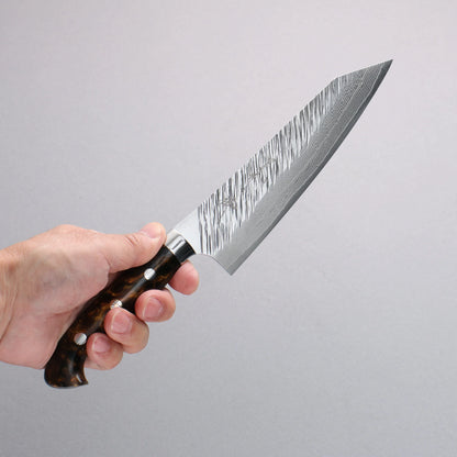 Thương hiệu Yu Kurosaki Thần gió Fujin SG2 vân búa đục đặc biệt Rèn thủ công Thép Damascus Dao đa năng Bunka 180mm chuôi dao acrylic màu nâu đen