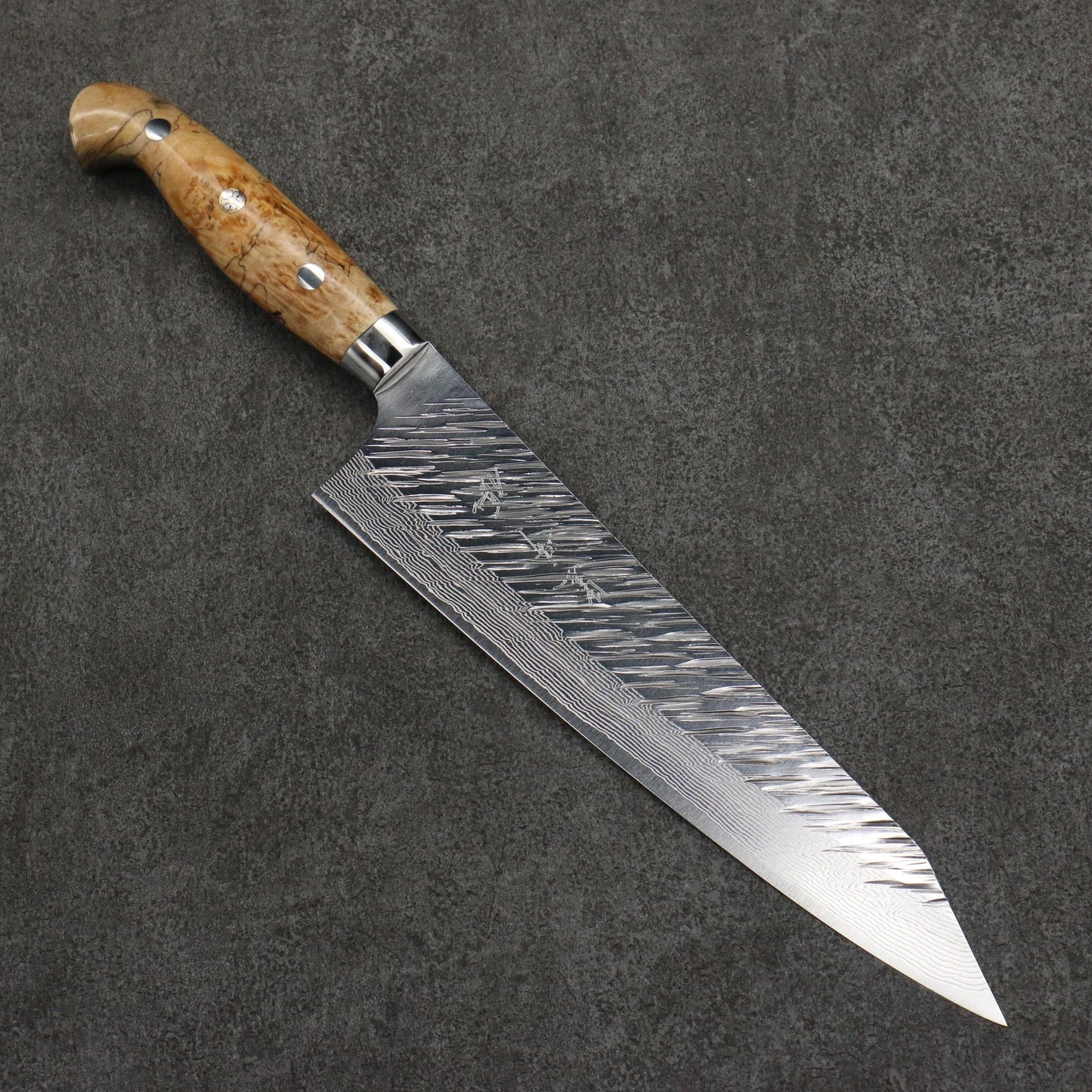 Thương hiệu Yu Kurosaki dòng thần gió Fujin thép SG2 Thép Damascus dao rèn thủ công Dao đa năng Kiritsuke Gyuto 210mm chuôi dao gỗ hoa văn phong trắng