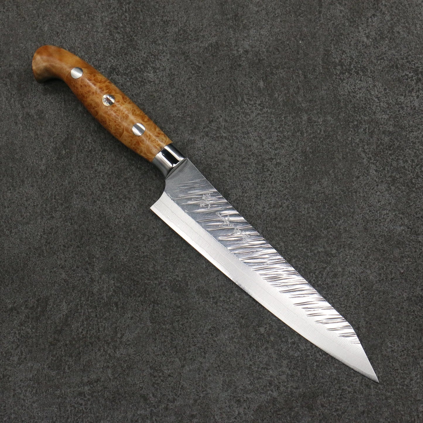 Thương hiệu Yu Kurosaki dòng thần gió Fujin thép SG2 Thép Damascus dao rèn thủ công dao Nhật Bản Dao nhỏ Kiritsuke Petty 150mm chuôi dao hoa văn phong trắng