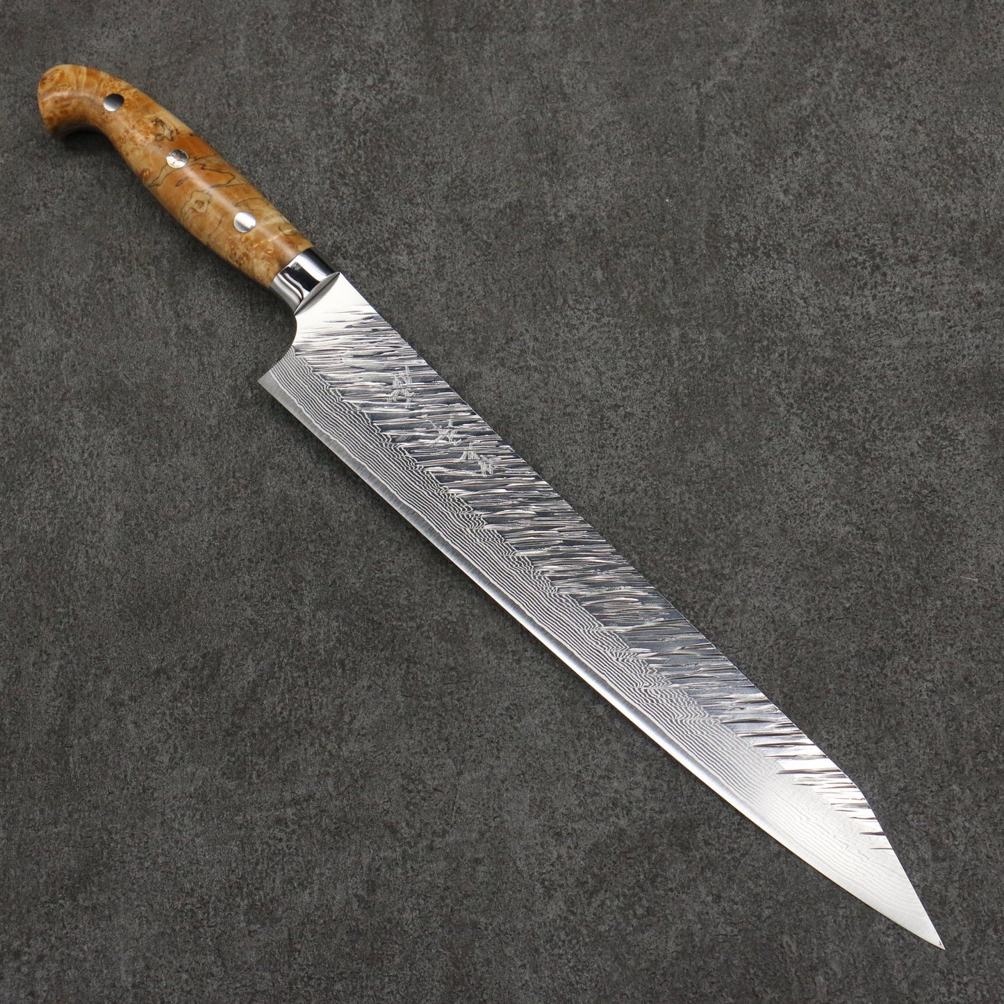 Thương hiệu Yu Kurosaki dòng thần gió Fujin thép SG2 Thép Damascus dao rèn thủ công Dao lọc gân chuyên dụng Kiritsuke Sujihiki 270mm chuôi dao gỗ hoa văn phong trắng