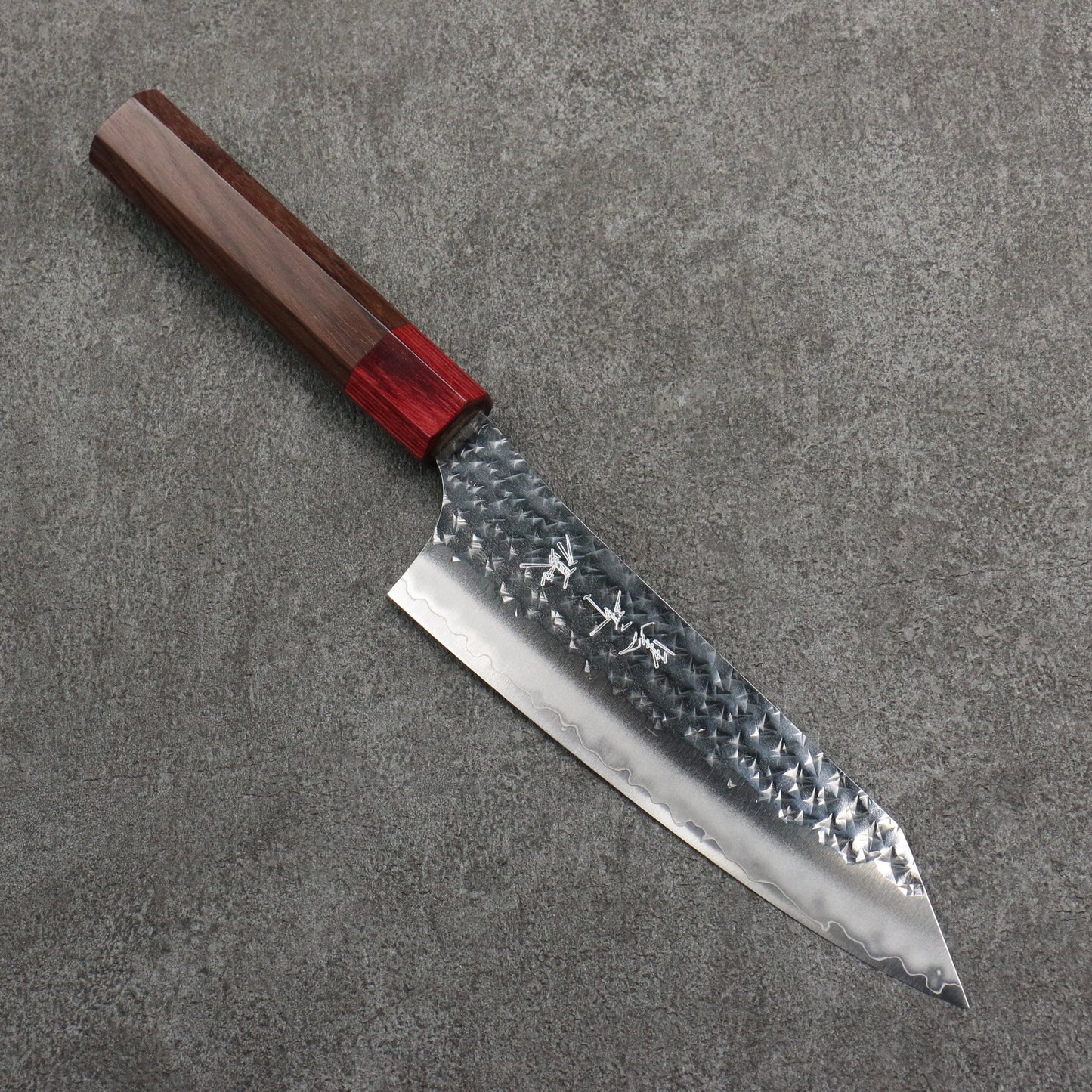 Free ship - Thương hiệu Yu Kurosaki Ánh Sáng Senko EI SG2 Rèn thủ công Dao đa năng Bunka 165mm chuôi dao gỗ Đàn Hương ( đính vòng gỗ ép đỏ)