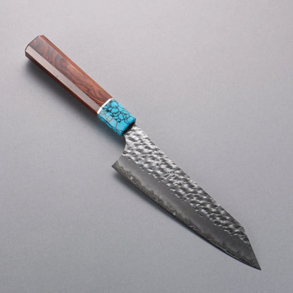 Thương hiệu Yu Kurosaki dòng Ánh Sáng Senko EI SG2 vân búa Rèn thủ công Dao đa năng Bunka 170mm chuôi dao gỗ hồng mộc (bọc: xanh ngọc lam)