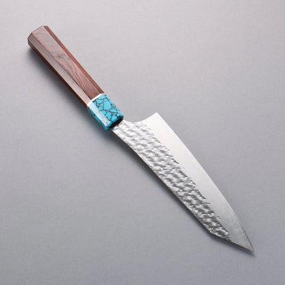 Thương hiệu Yu Kurosaki dòng Ánh Sáng Senko EI SG2 vân búa Rèn thủ công Dao đa năng Bunka 170mm chuôi dao gỗ hồng mộc (bọc: xanh ngọc lam)