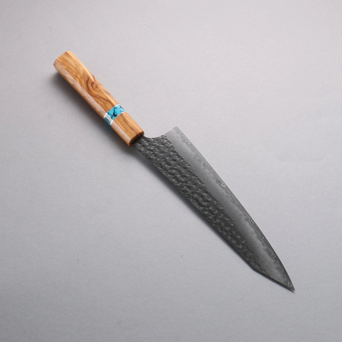 Thương hiệu Yu Kurosaki Ánh Sáng Senko EI SG2 vân búa đục đặc biệt Rèn thủ công Dao đa năng Gyuto 210mm chuôi dao họa tiết cây ô liu (vòng ngọc lam)