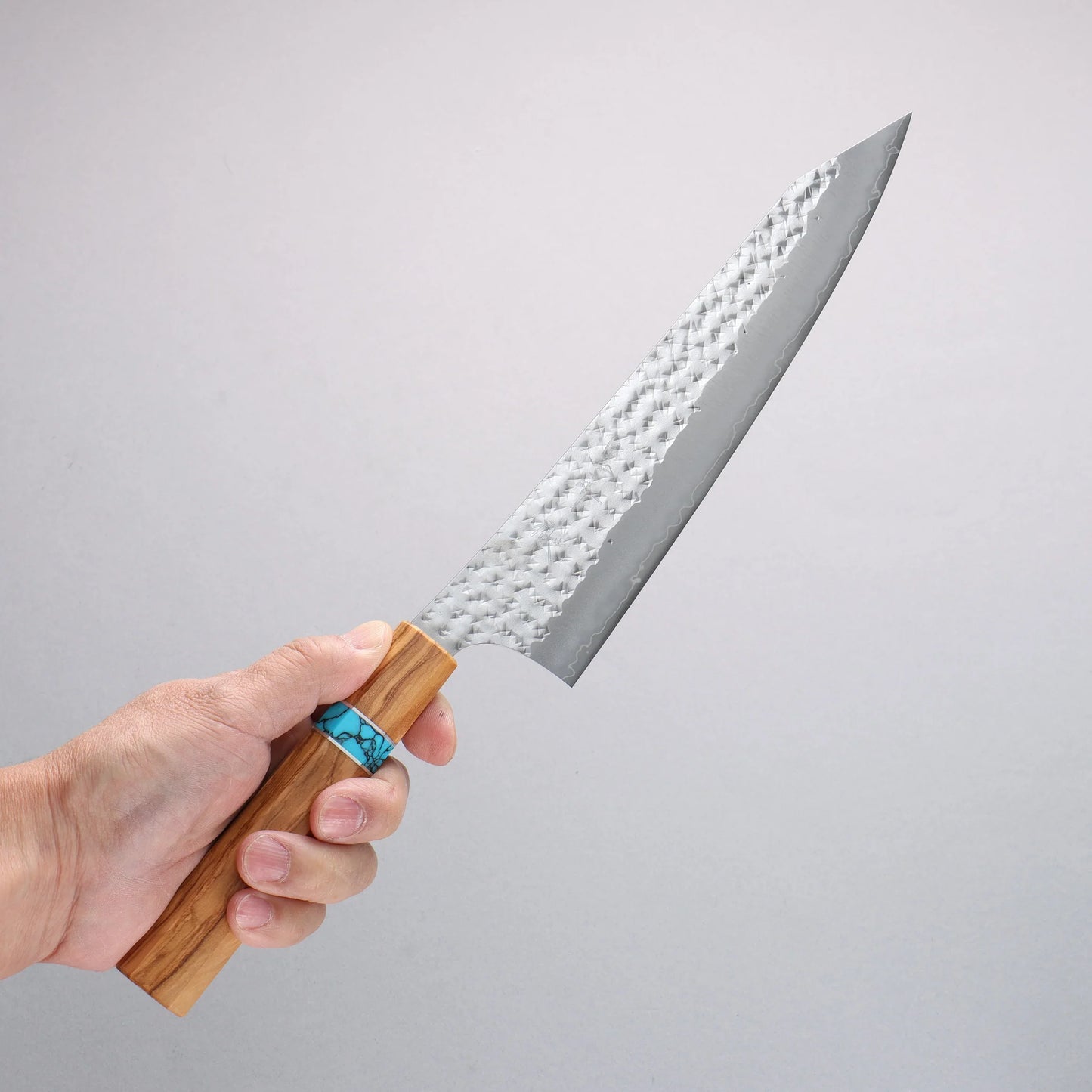 Thương hiệu Yu Kurosaki Ánh Sáng Senko EI SG2 vân búa đục đặc biệt Rèn thủ công Dao đa năng Gyuto 210mm chuôi dao họa tiết cây ô liu (vòng ngọc lam)