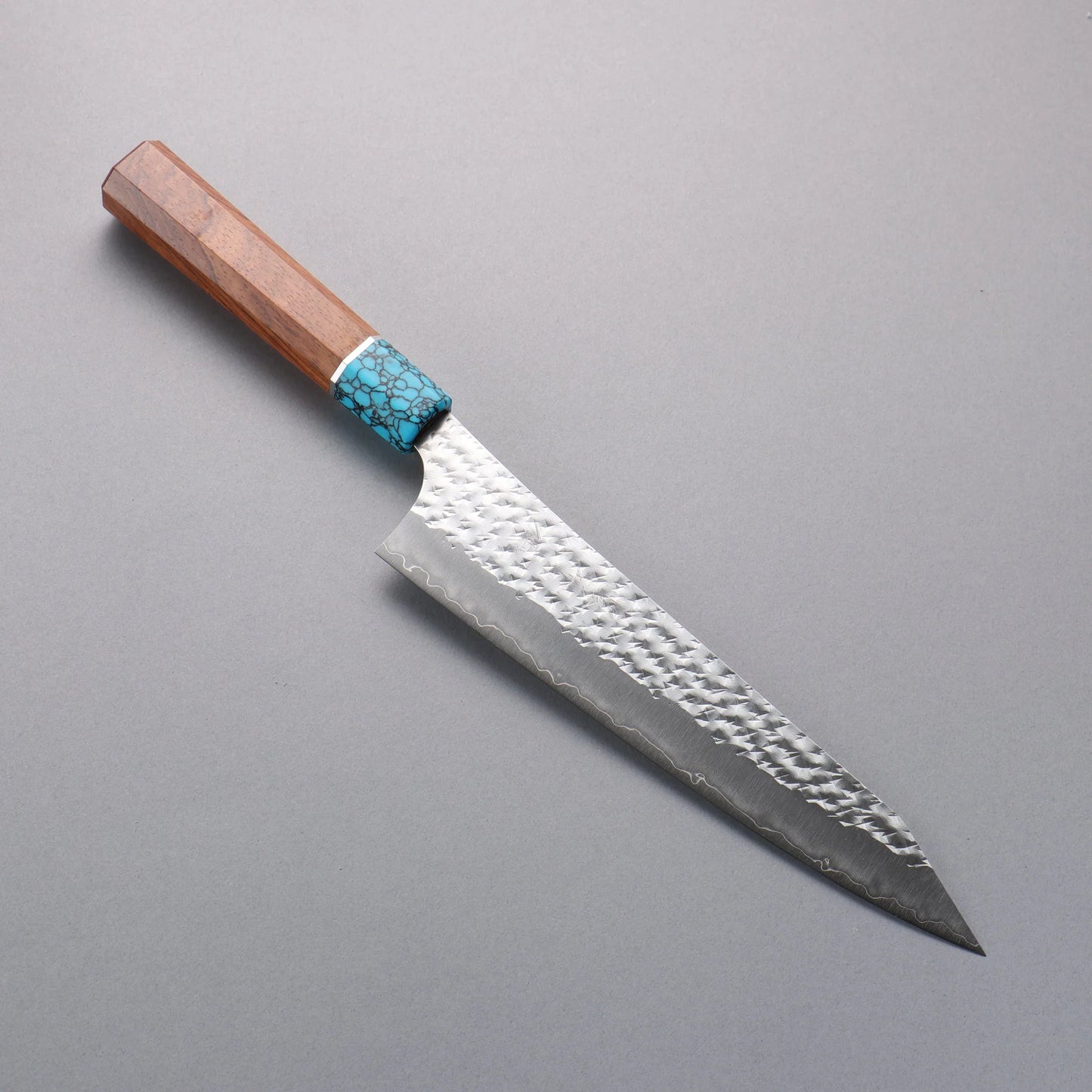 Thương hiệu Yu Kurosaki Ánh Sáng Senko EI SG2 vân búa dao rèn thủ công Dao đa năng Gyuto 210mm chuôi dao gỗ hồng mộc (bọc: xanh ngọc lam)