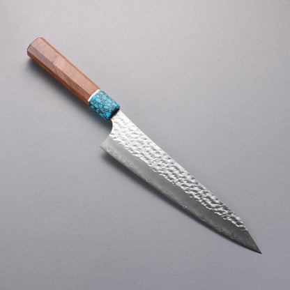 Thương hiệu Yu Kurosaki Ánh Sáng Senko EI SG2 vân búa dao rèn thủ công Dao đa năng Gyuto 210mm chuôi dao gỗ hồng mộc (bọc: xanh ngọc lam)