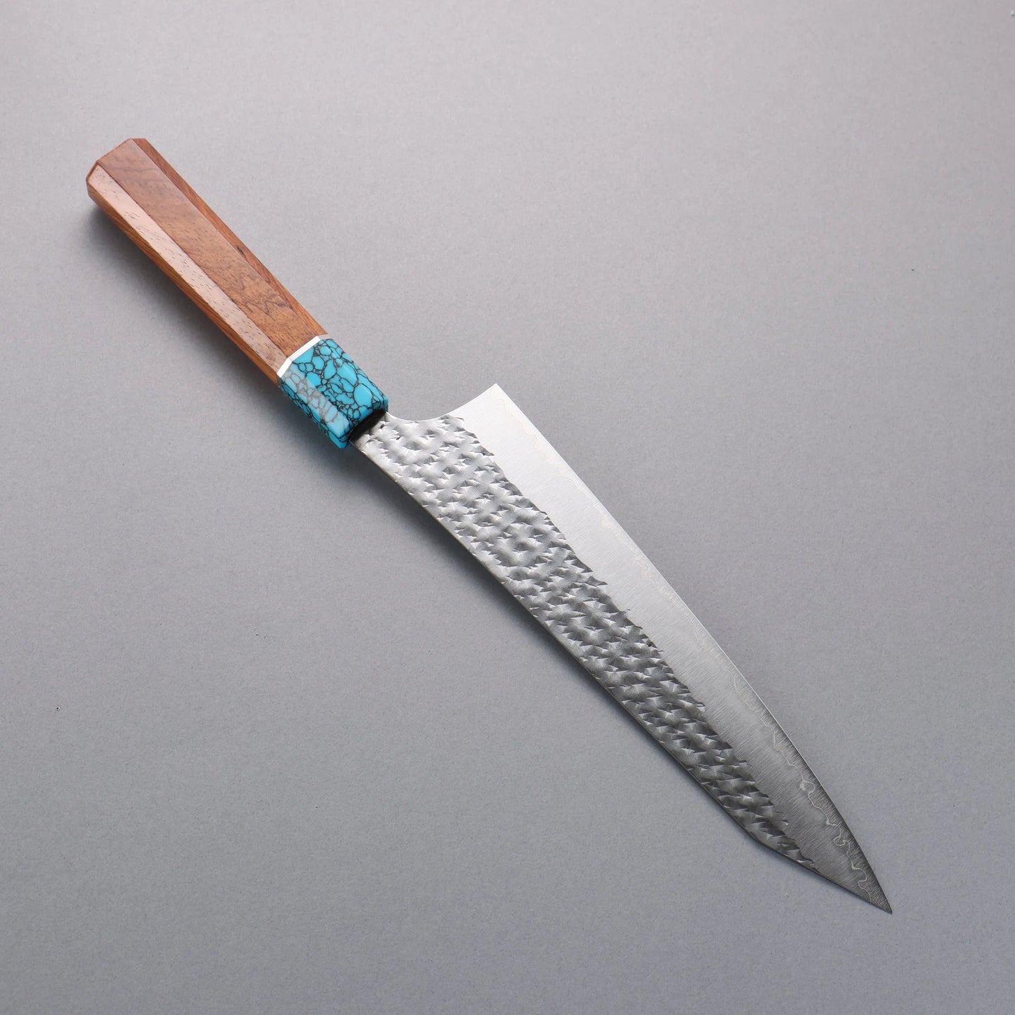 Thương hiệu Yu Kurosaki Ánh Sáng Senko EI SG2 vân búa dao rèn thủ công Dao đa năng Gyuto 210mm chuôi dao gỗ hồng mộc (bọc: xanh ngọc lam)