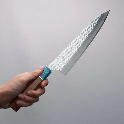 Thương hiệu Yu Kurosaki Ánh Sáng Senko EI SG2 vân búa dao rèn thủ công Dao đa năng Gyuto 210mm chuôi dao gỗ hồng mộc (bọc: xanh ngọc lam)