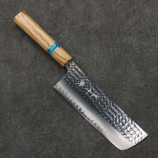 Thương hiệu Yu Kurosaki dòng ánh sáng Senko EI thép SG2 dao rèn thủ công dao Nhật Bản Dao thái rau chuyên dụng Nakiri 165mm chuôi dao họa tiết cây ô liu (vòng ngọc lam)