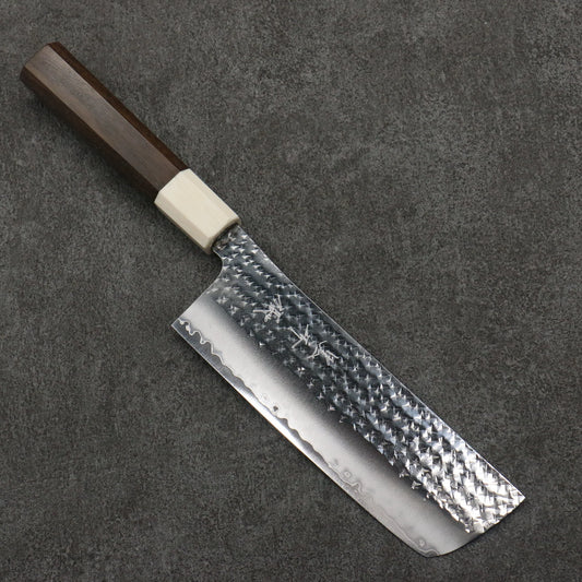 Thương hiệu Yu Kurosaki dòng tia sáng thép SG2 vân búa Dao Nakiri Knife 165MM chuôi dao gỗ quả óc chó (bọc: Nhựa trắng)