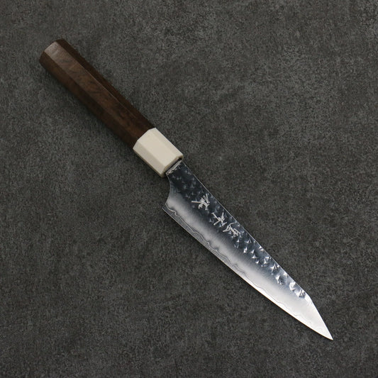 Thương hiệu Yu Kurosaki dòng tia sáng thép SG2 vân búa Dao Petty Knife 130MM chuôi dao gỗ Óc chó (bọc: Nhựa trắng)