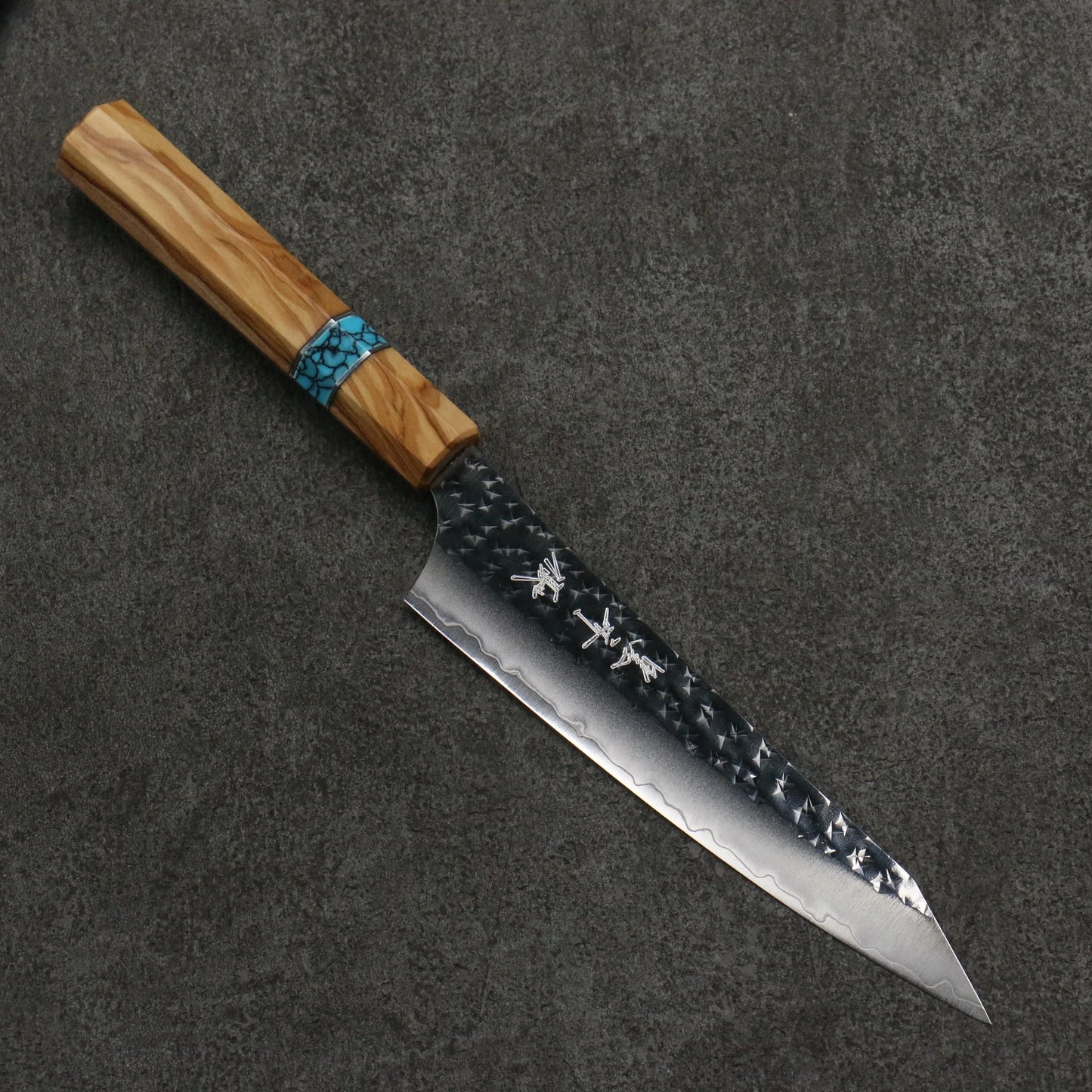 Thương hiệu Yu Kurosaki dòng ánh sáng Senko EI thép SG2 dao rèn thủ công dao Nhật Bản Dao nhỏ đa năng Petty 150mm chuôi dao gỗ ô liu (Vòng ngọc lam)