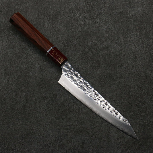 Thương hiệu Yu Kurosaki dòng Ánh Sáng Senko EI thép SG2 vân búa dao rèn thủ công Dao nhỏ đa năng Petty 150mm chuôi dao gỗ hồng mộc (bọc: ngọc xanh đỏ)