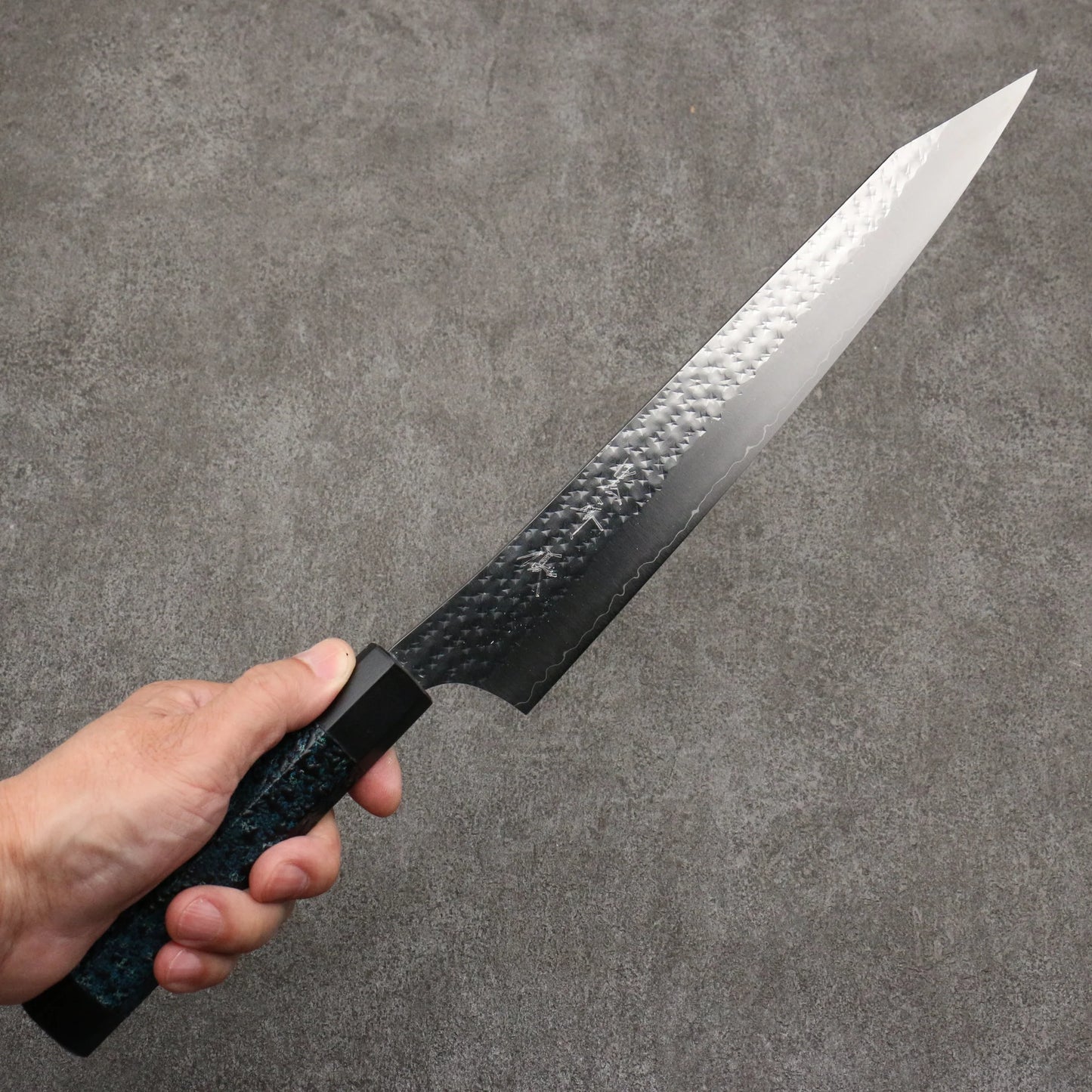 Thương hiệu Yu Kurosaki Senkou Surudo Rantenme thép SG2 vân búa dao rèn thủ công Dao lọc gân chuyên dụng Sujihiki 270mm chuôi dao hoa văn sơn mài chàm tenmoku có kèm bao dao