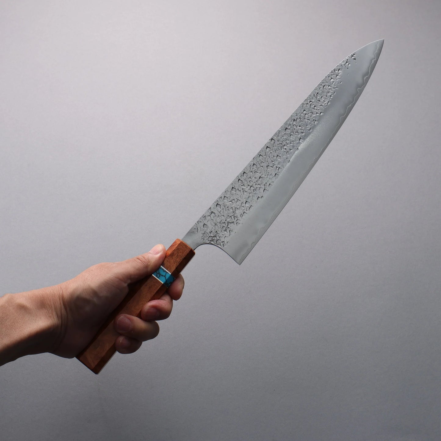 Thương hiệu Yu Kurosaki Giọt sương rơi Shizuku SG2 vân búa dao rèn thủ công dao Nhật Dao đa năng Gyuto 270mm chuôi dao gỗ mộc qua (có vòng màu ngọc lam)